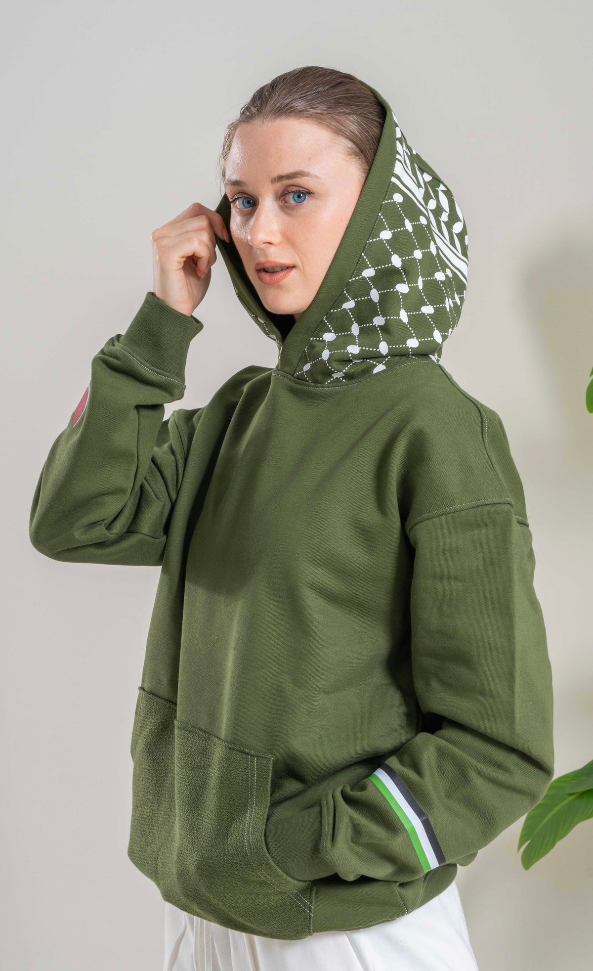 Palestine Hoodie & White Baggy Pants