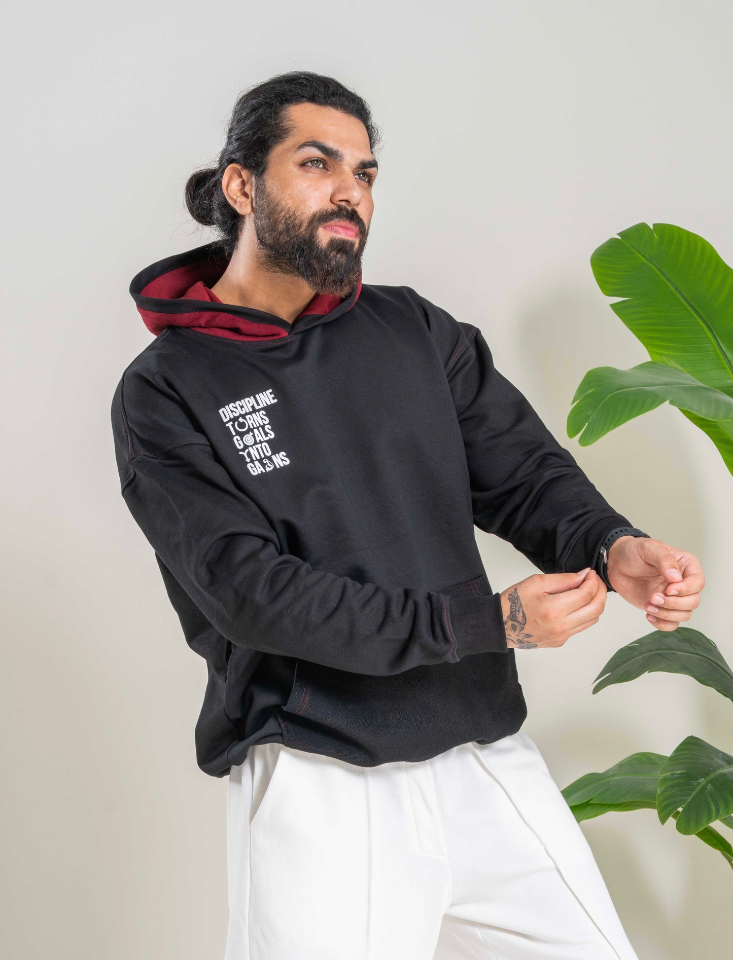 Discipline Hoodie & White Baggy Pants